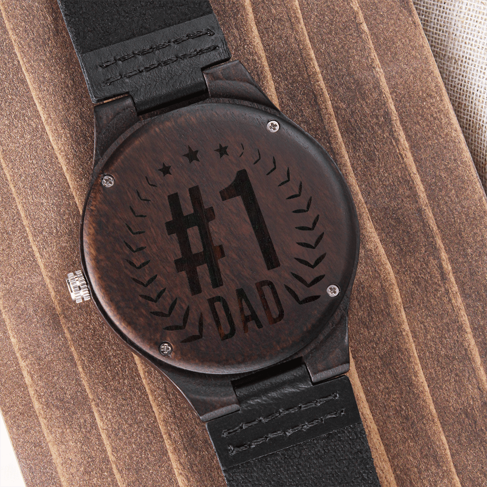 #1 Dad Happy Father's Day Engraved Wooden Watch