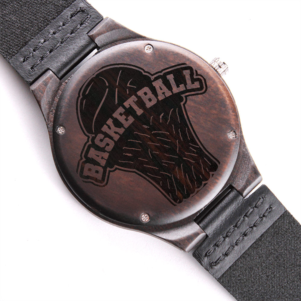 Basketball Fans Engraved Wooden Watch