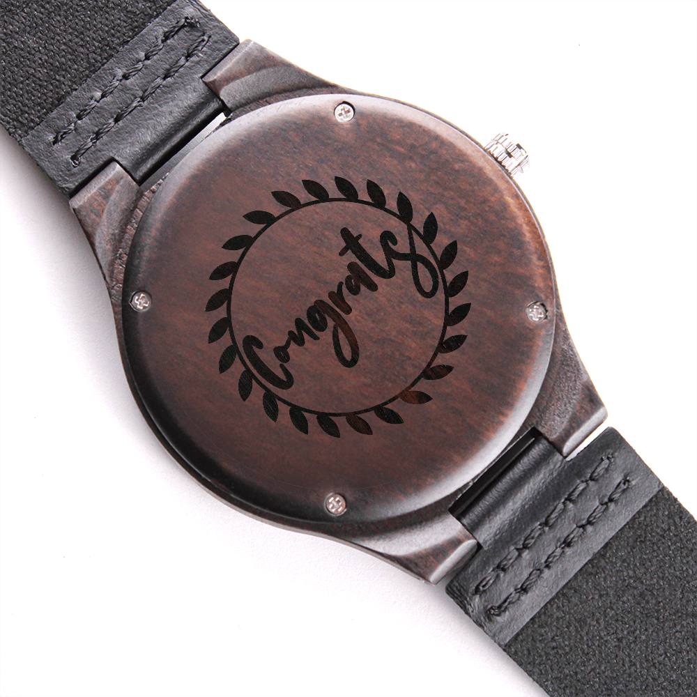 Congrats Engraved Luxury Wooden Watch Graduation Gift
