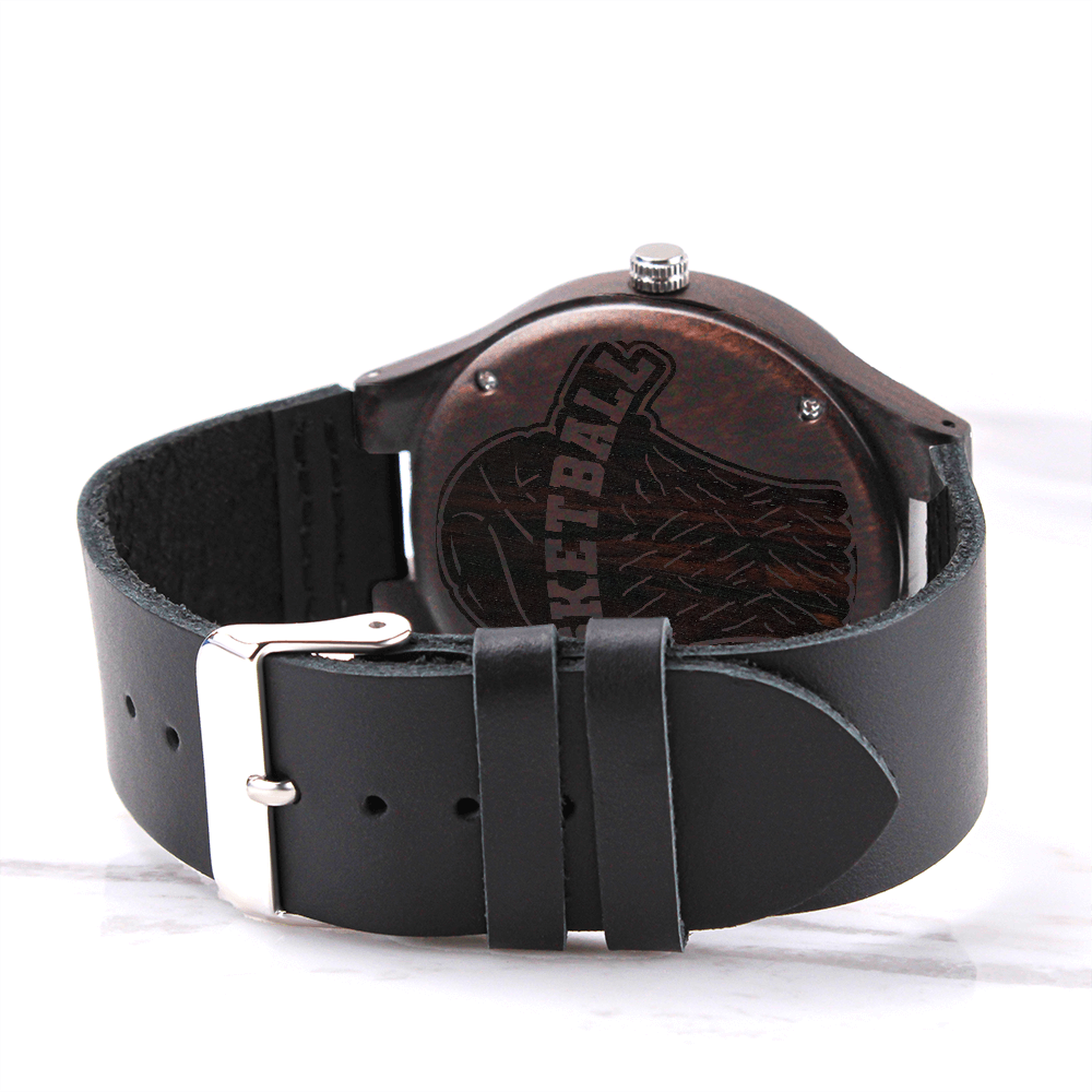 Basketball Fans Engraved Wooden Watch