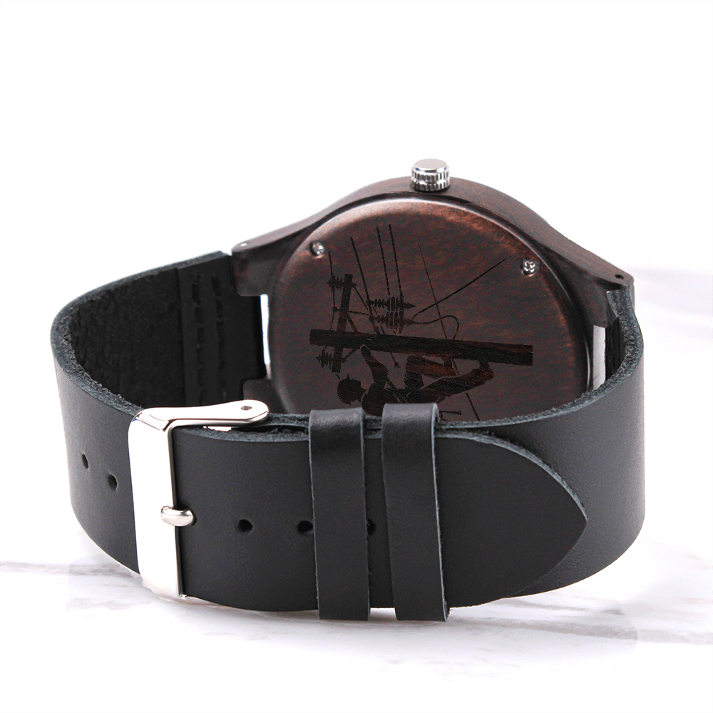 For My Lineman Engraved Wooden Watch