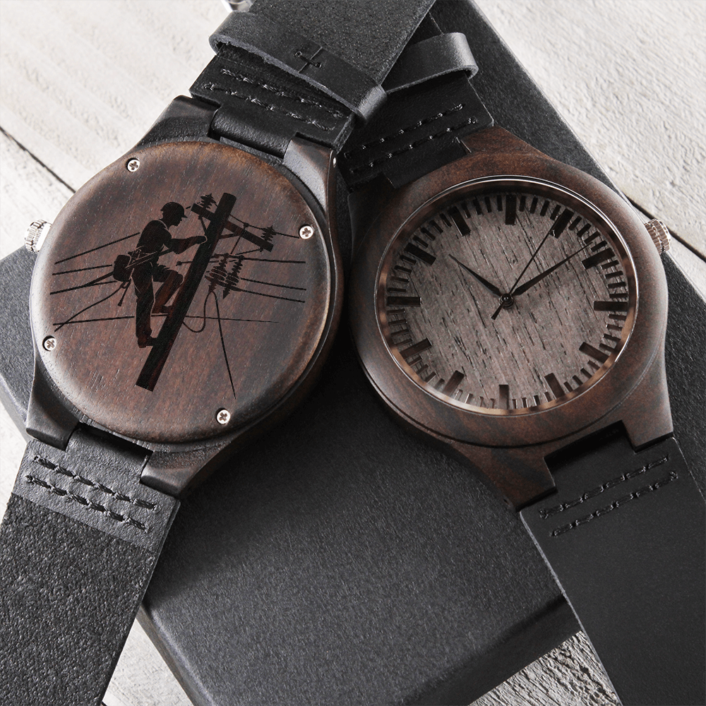For My Lineman Engraved Wooden Watch