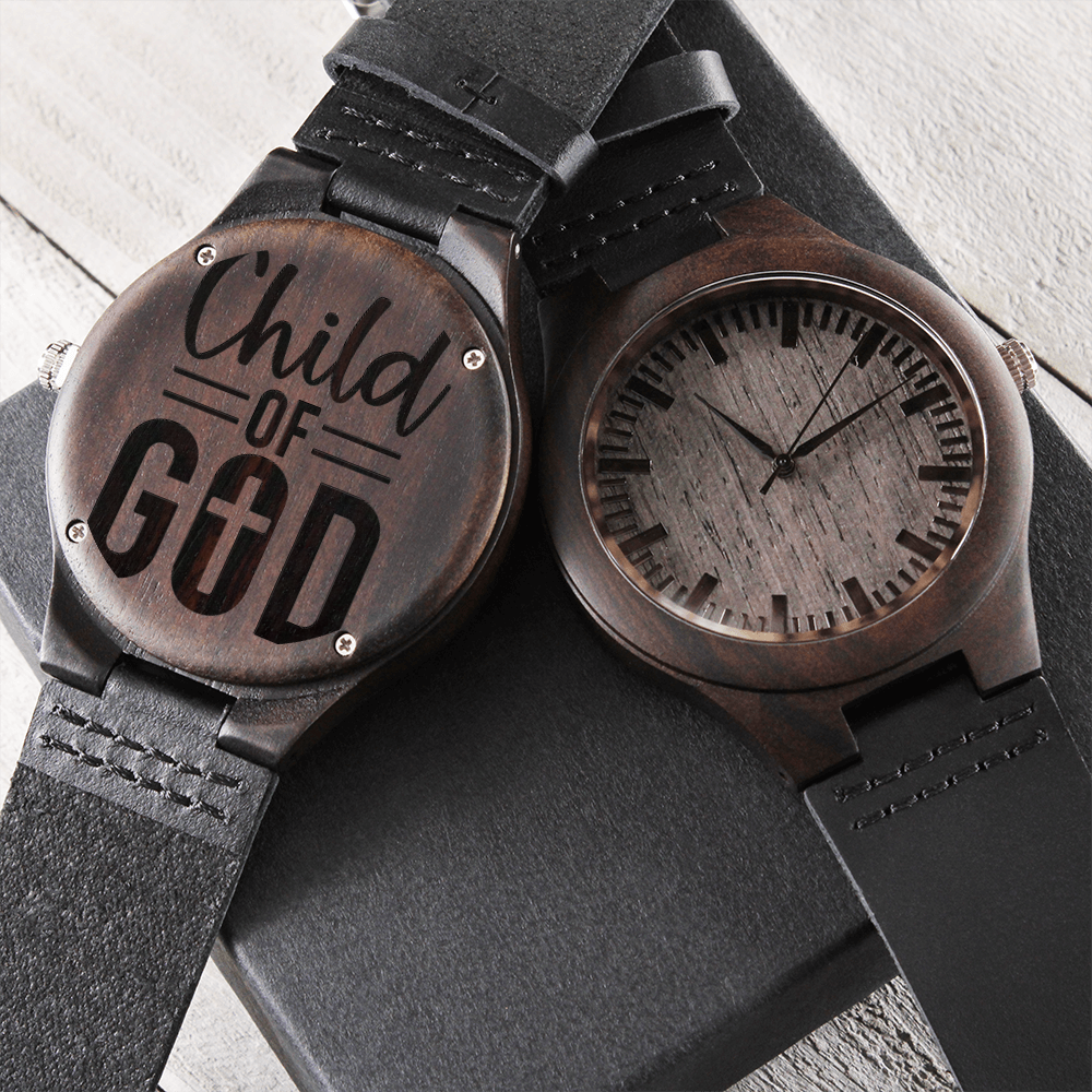 Child of God Engraved Wooden Watch
