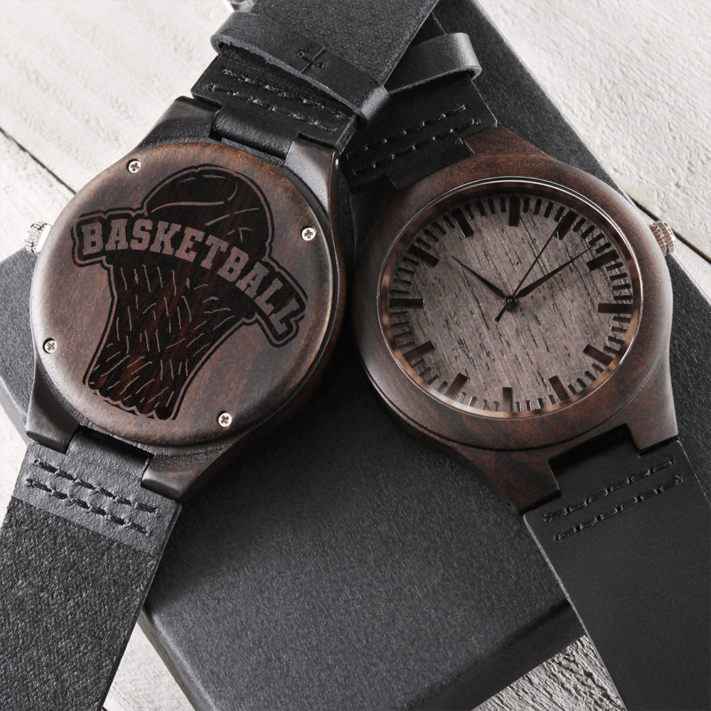 Basketball Fans Engraved Wooden Watch
