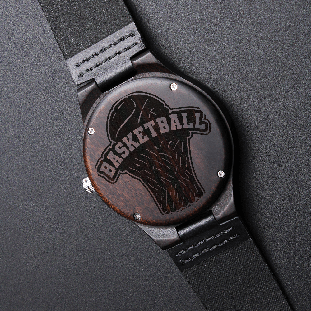Basketball Fans Engraved Wooden Watch