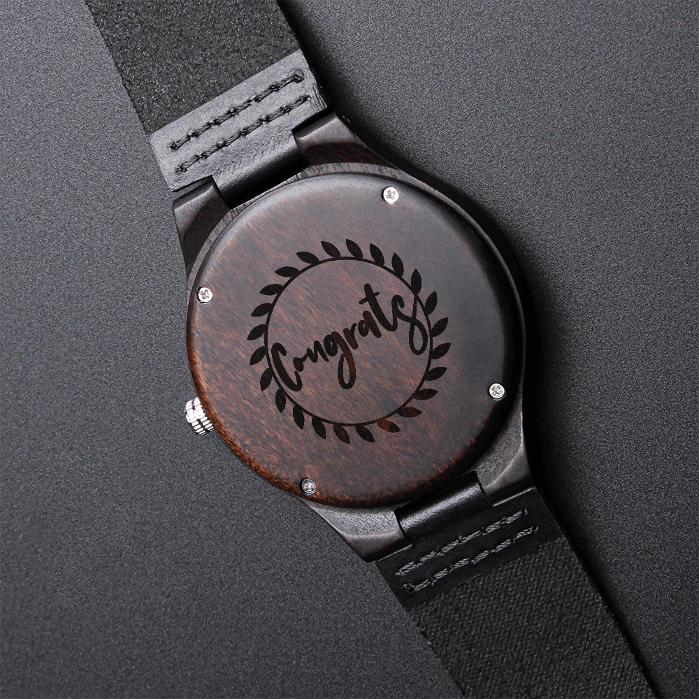 Congrats Engraved Luxury Wooden Watch Graduation Gift