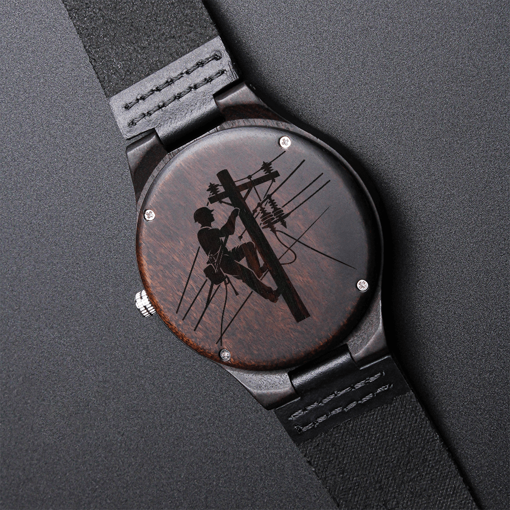 For My Lineman Engraved Wooden Watch