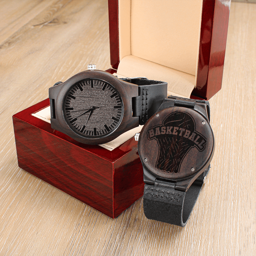 Basketball Fans Engraved Wooden Watch