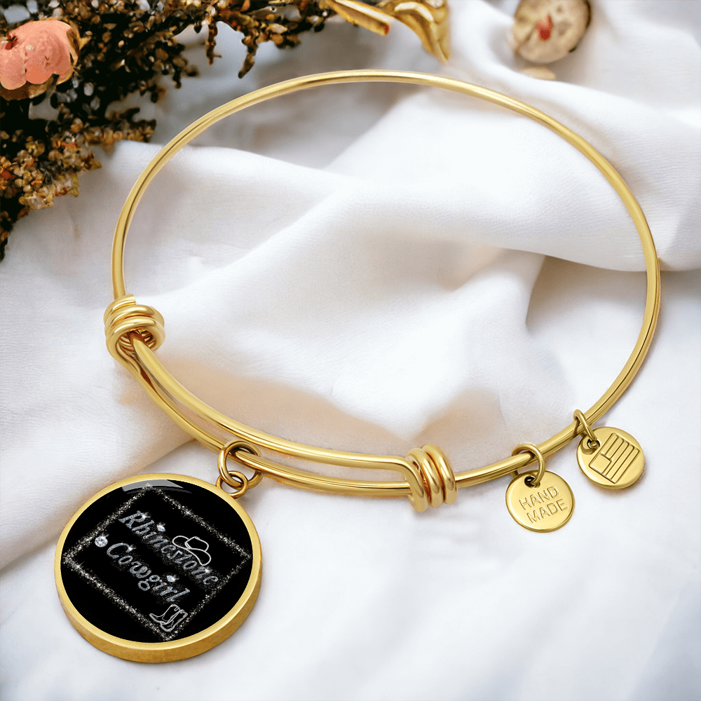 Rhinestone Cowgirl Round Graphic Bangle Bracelet