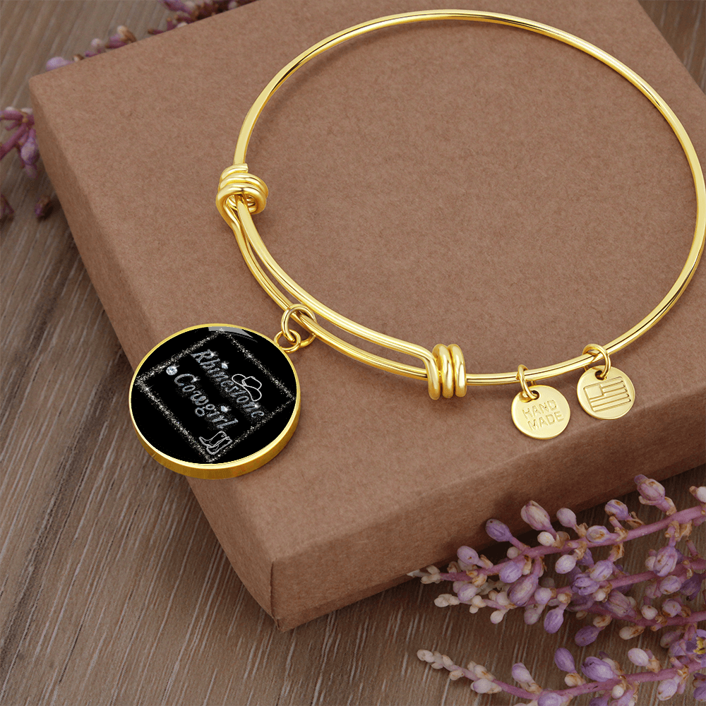 Rhinestone Cowgirl Round Graphic Bangle Bracelet