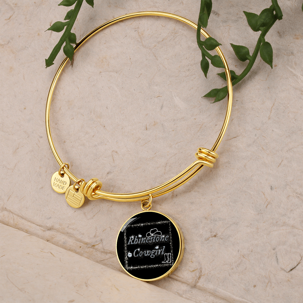 Rhinestone Cowgirl Round Graphic Bangle Bracelet