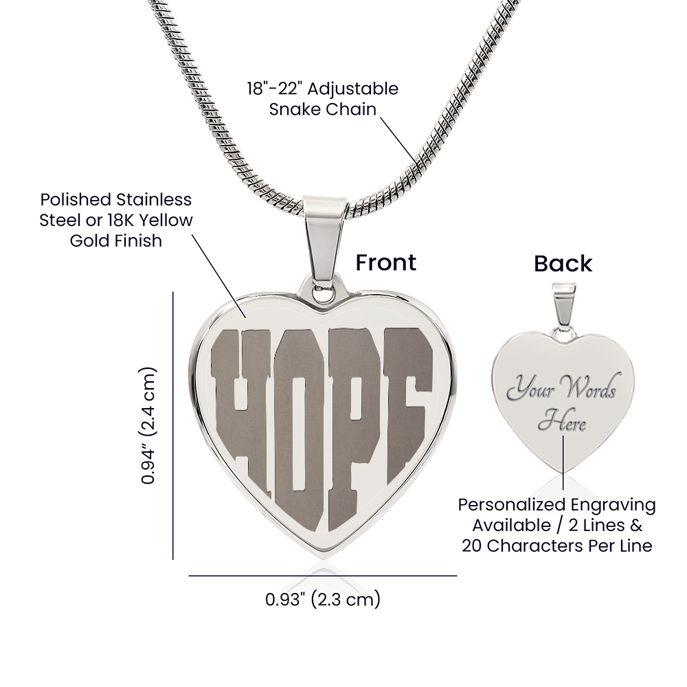Heart Shaped Hope Engraved Heart Necklace