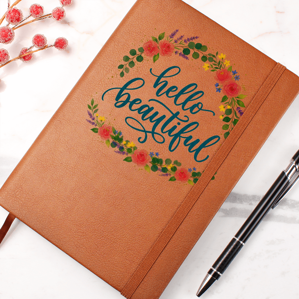 Floral Hello Beauitful Vegan Leather Graphic Journal