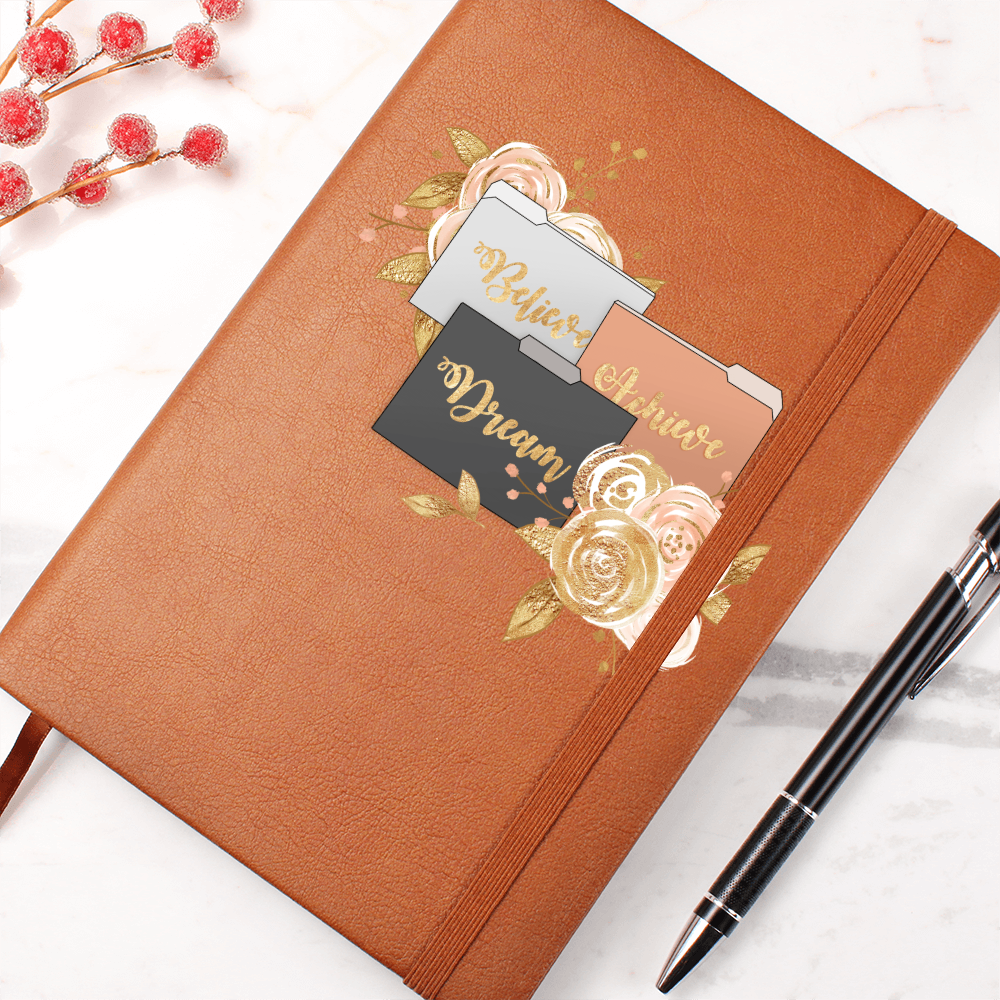 Believe Dream Achieve Graphic Leather Journal Notebook