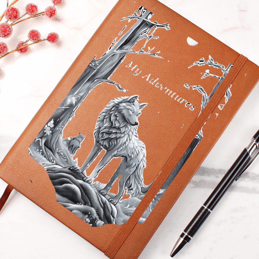 My Adventures Wild Wolf Graphic Leather Journal