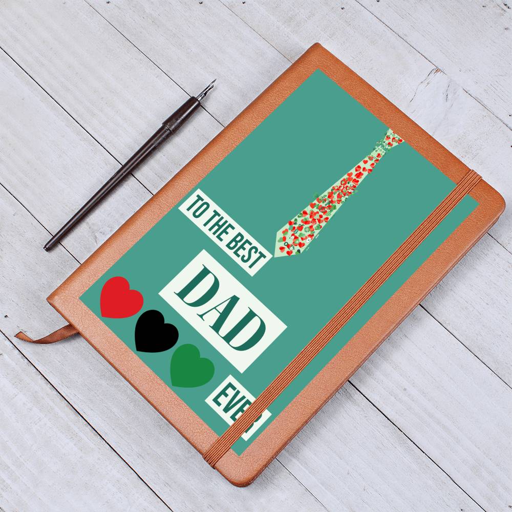 To the Best Dad Ever with Polka Dot Tie Leather Journal