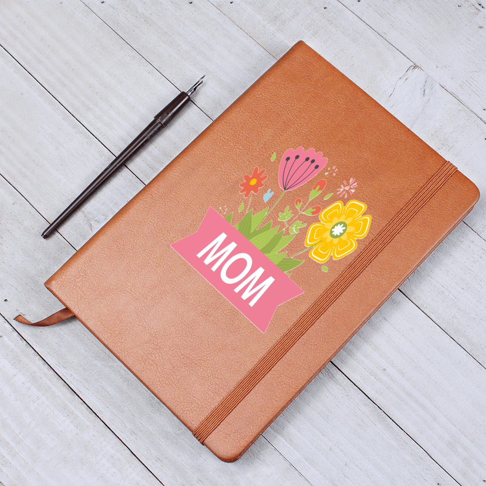 Mom with Flowers Graphic Leather Journal