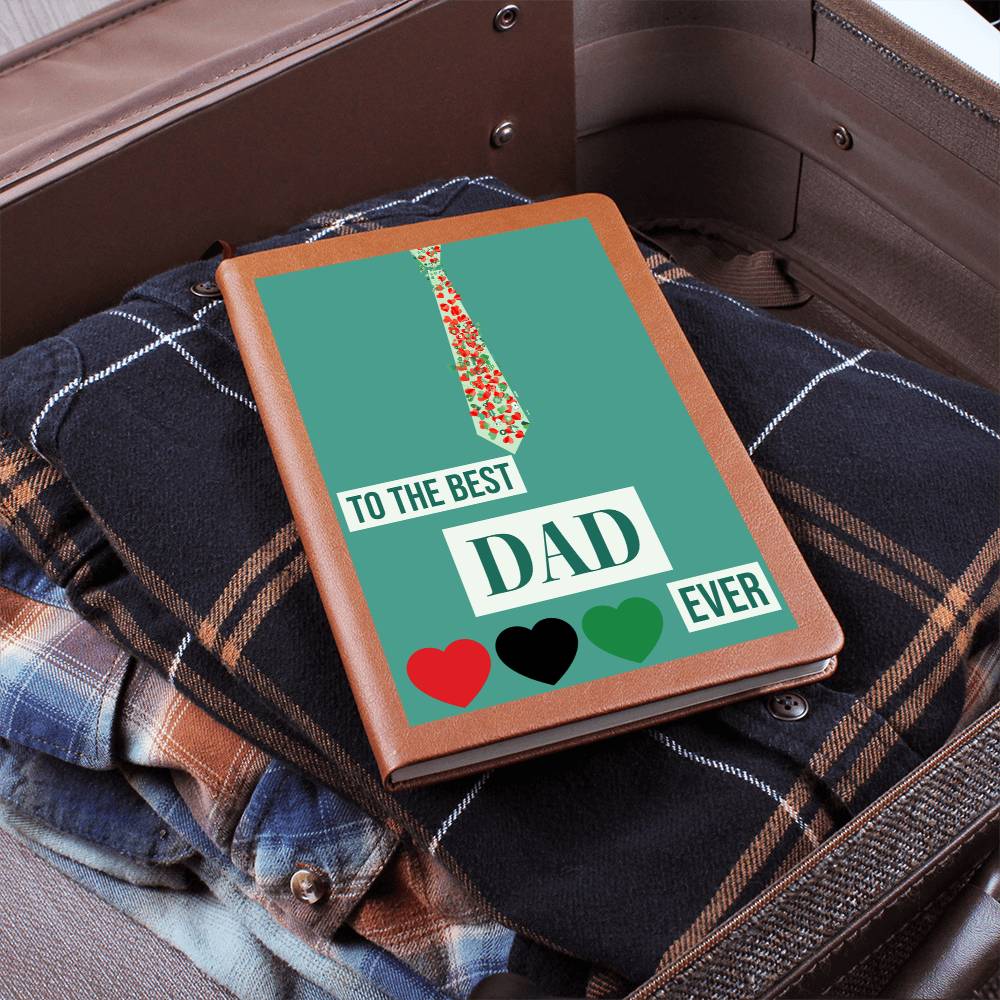 To the Best Dad Ever with Polka Dot Tie Leather Journal