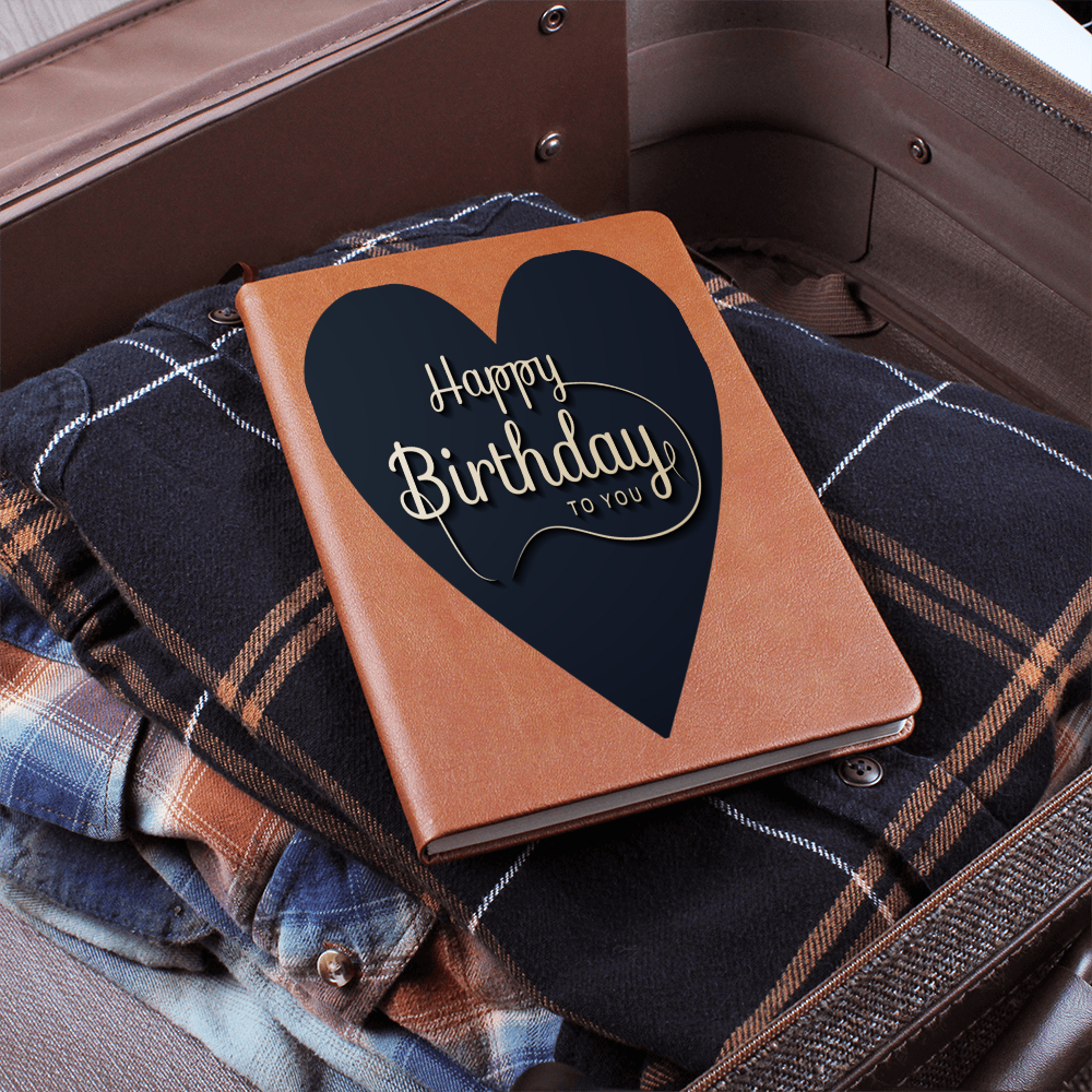 Happy Birthday to You Black Heart Graphic Leather Journal