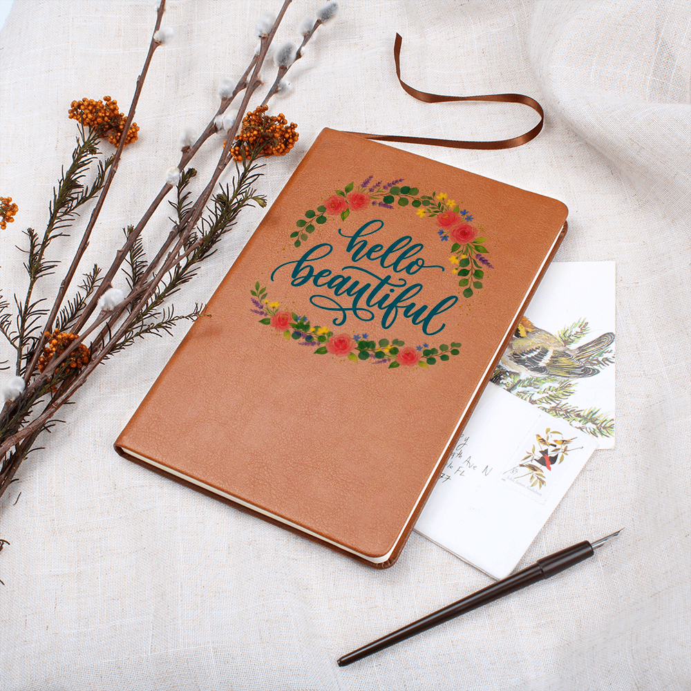 Floral Hello Beauitful Vegan Leather Graphic Journal