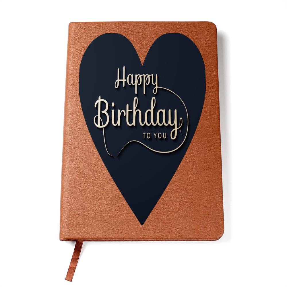 Happy Birthday to You Black Heart Graphic Leather Journal