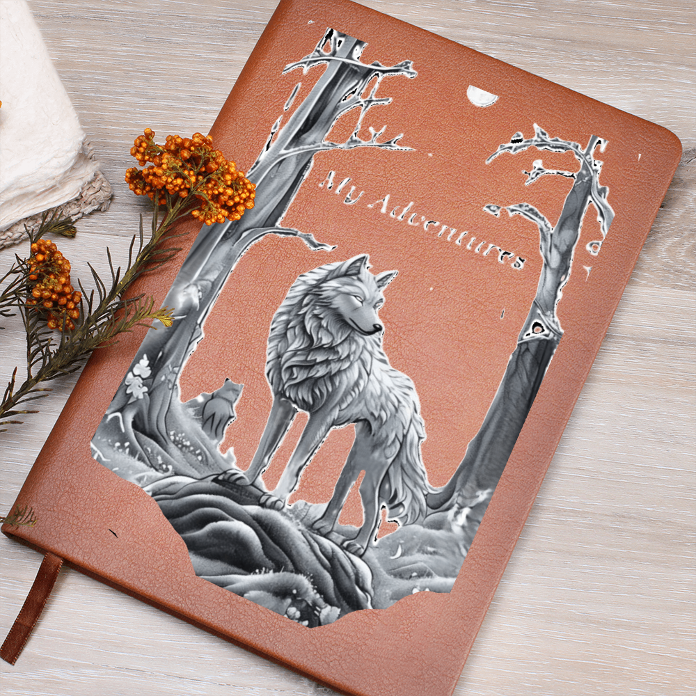 My Adventures Wild Wolf Graphic Leather Journal