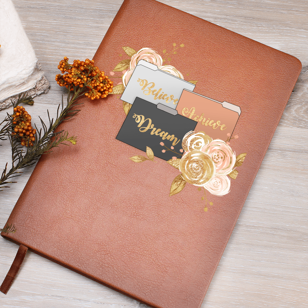Believe Dream Achieve Graphic Leather Journal Notebook