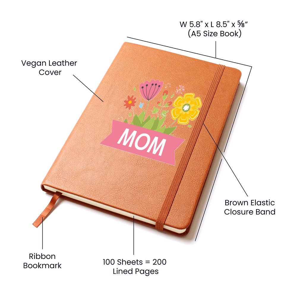 Mom with Flowers Graphic Leather Journal