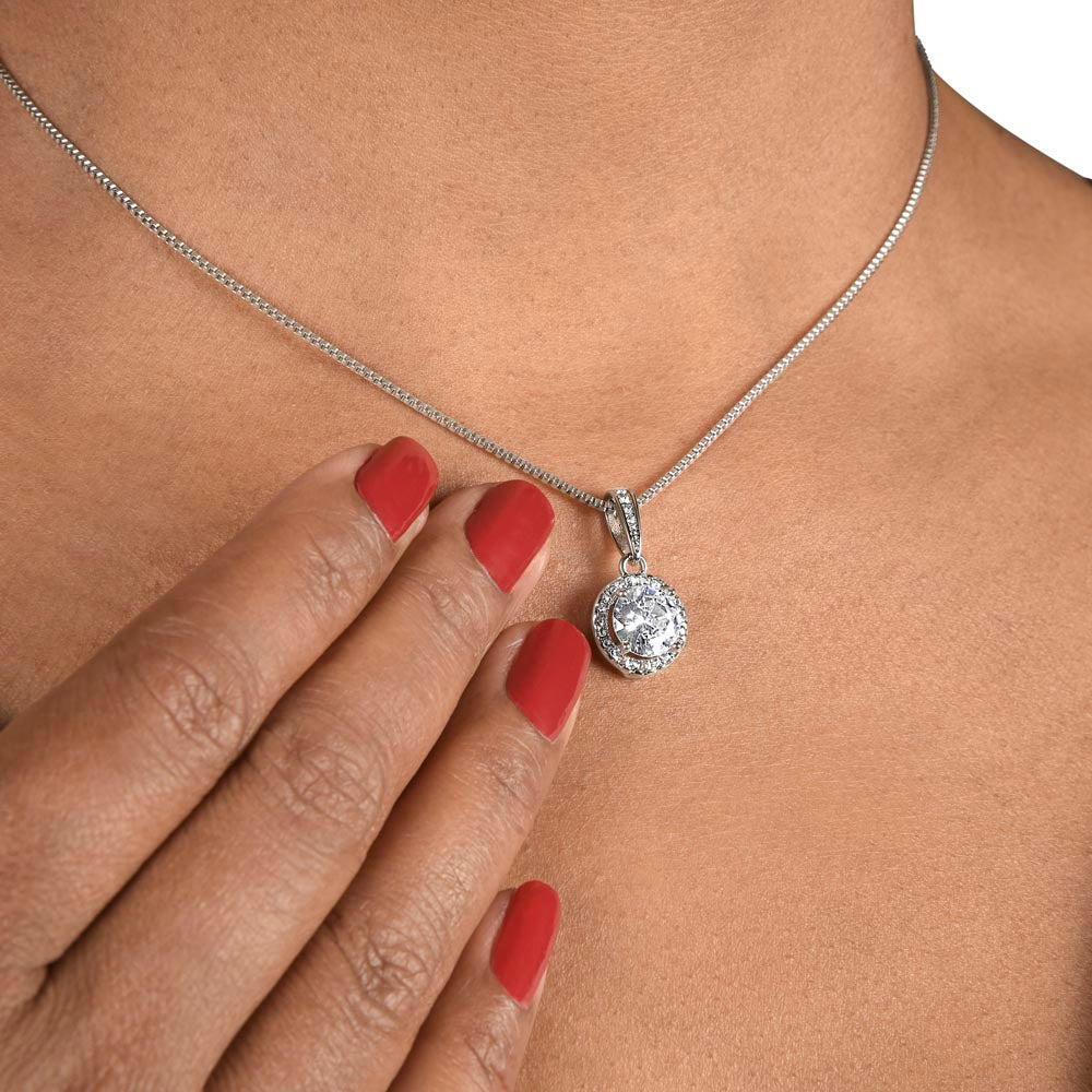 Happy Mother's Day Rose Pattern with Heart Eternal Hope Necklace