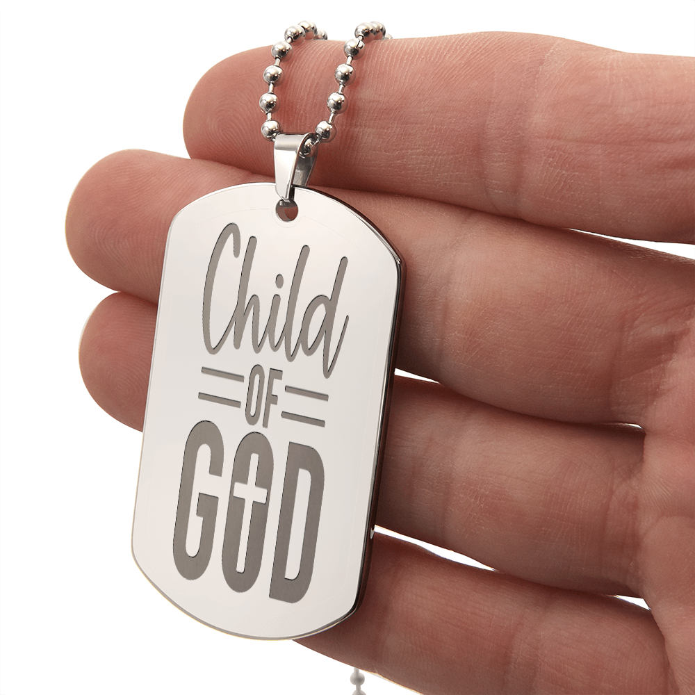 Child of God Faith Based Engraved Dog Tags Necklace