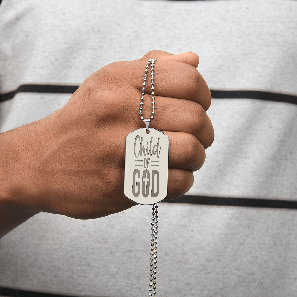 Child of God Faith Based Engraved Dog Tags Necklace