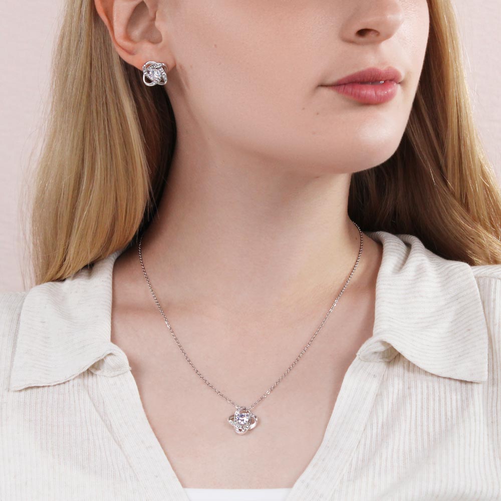 For My Daughter My Lifelong Friend Love Knot Earrings & Necklace Gift Set