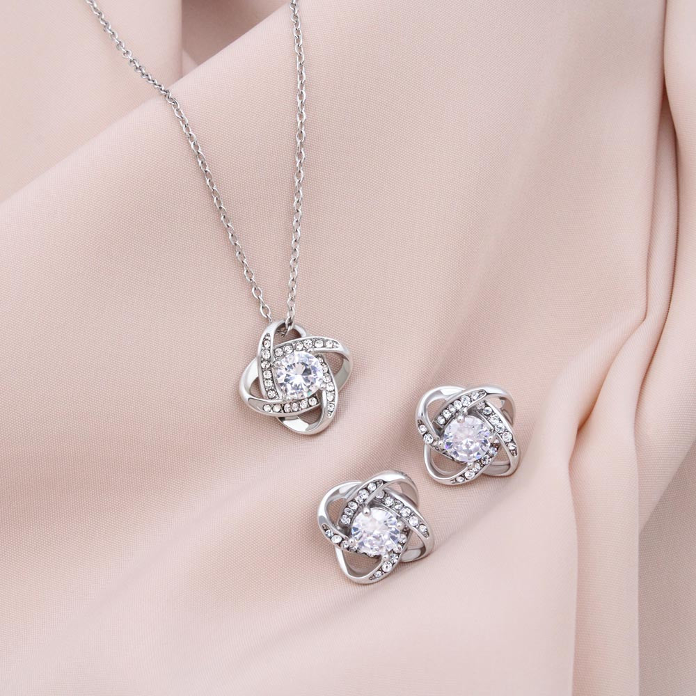 For My Daughter My Lifelong Friend Love Knot Earrings & Necklace Gift Set