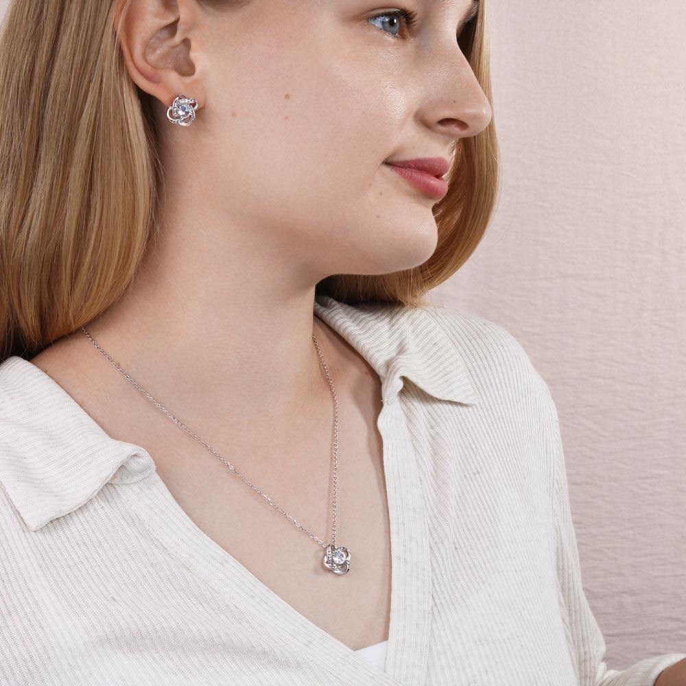 For My Daughter My Lifelong Friend Love Knot Earrings & Necklace Gift Set