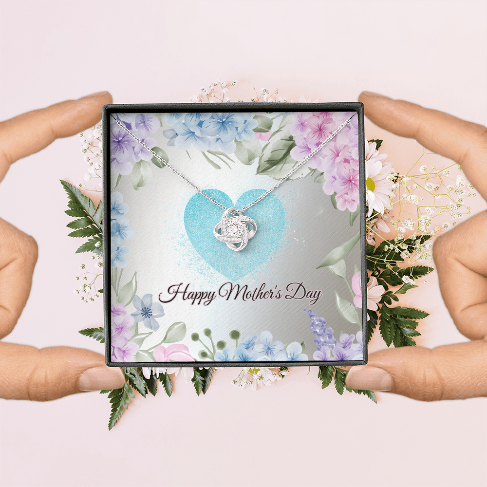 Pastel Happy Mother's Day Love Knot Necklace with Box