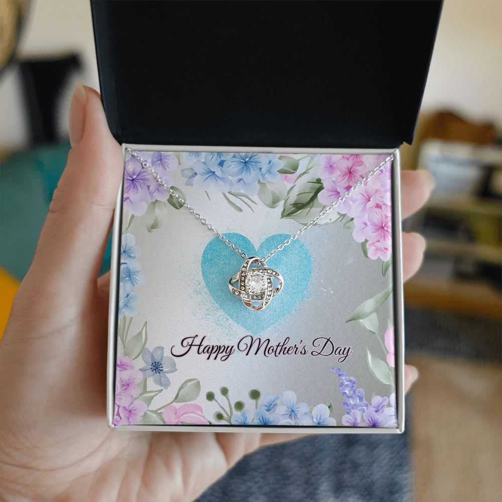 Pastel Happy Mother's Day Love Knot Necklace with Box
