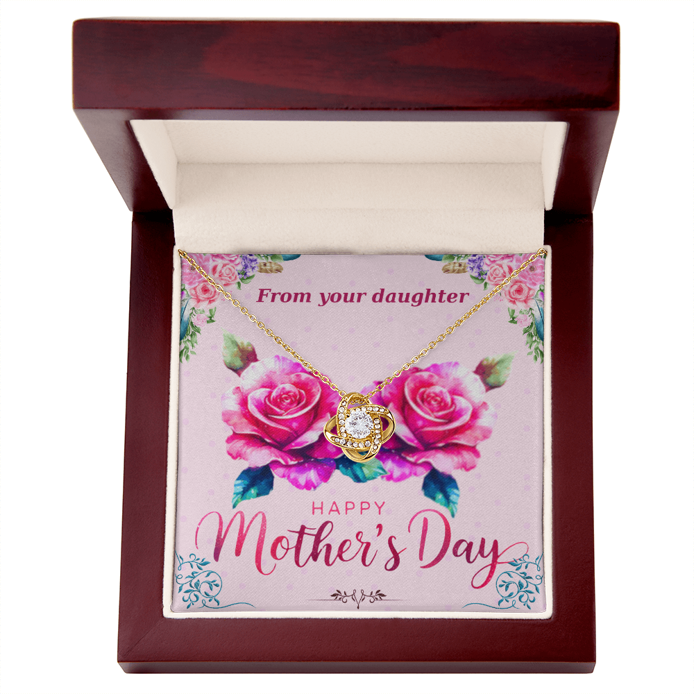 Happy Mother's Day From Your Daughter Love Knot Necklace with Card