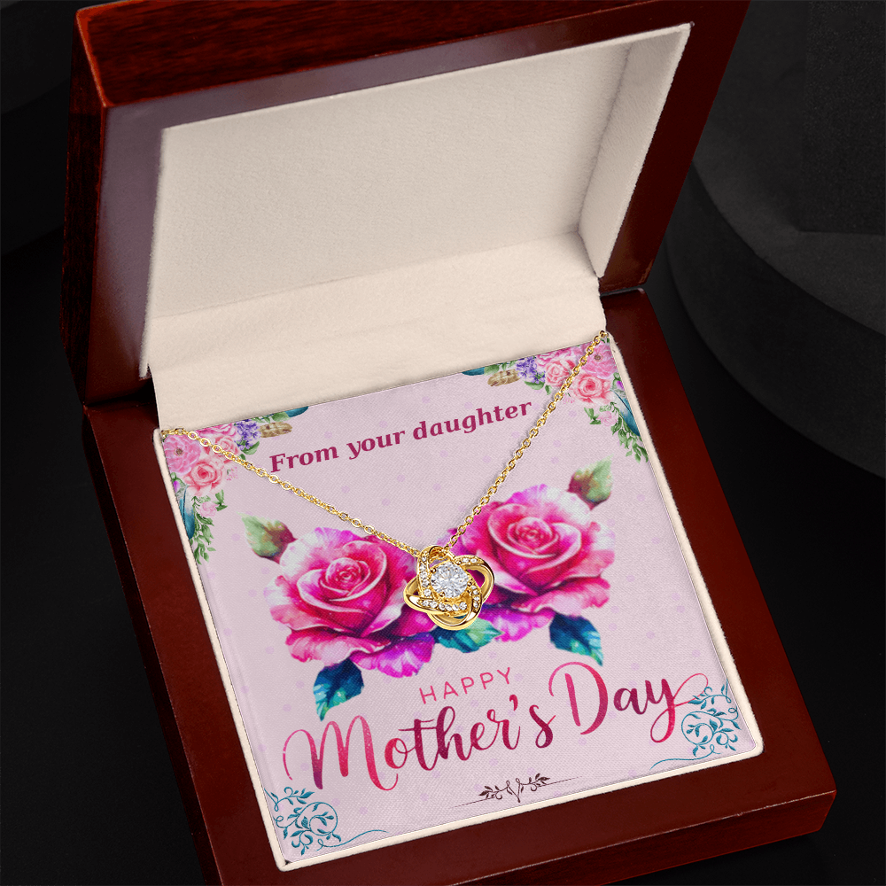 Happy Mother's Day From Your Daughter Love Knot Necklace with Card