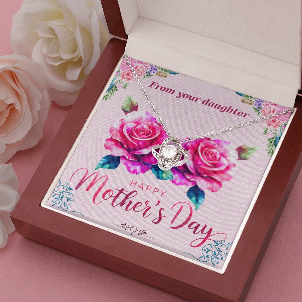 Happy Mother's Day From Your Daughter Love Knot Necklace with Card