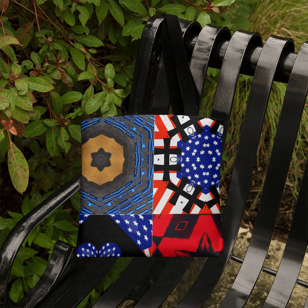USA Patchwork Design Classic Tote Bag Available in 3 Sizes