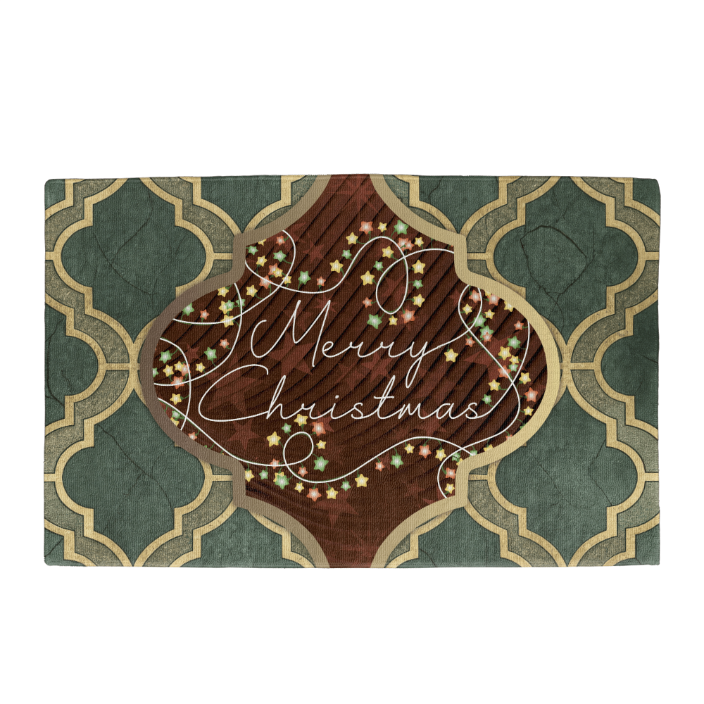 Merry Christmas Arabasque Tile Welcome Door Mat