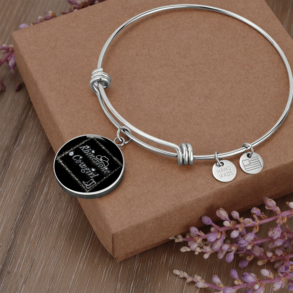 Rhinestone Cowgirl Round Graphic Bangle Bracelet