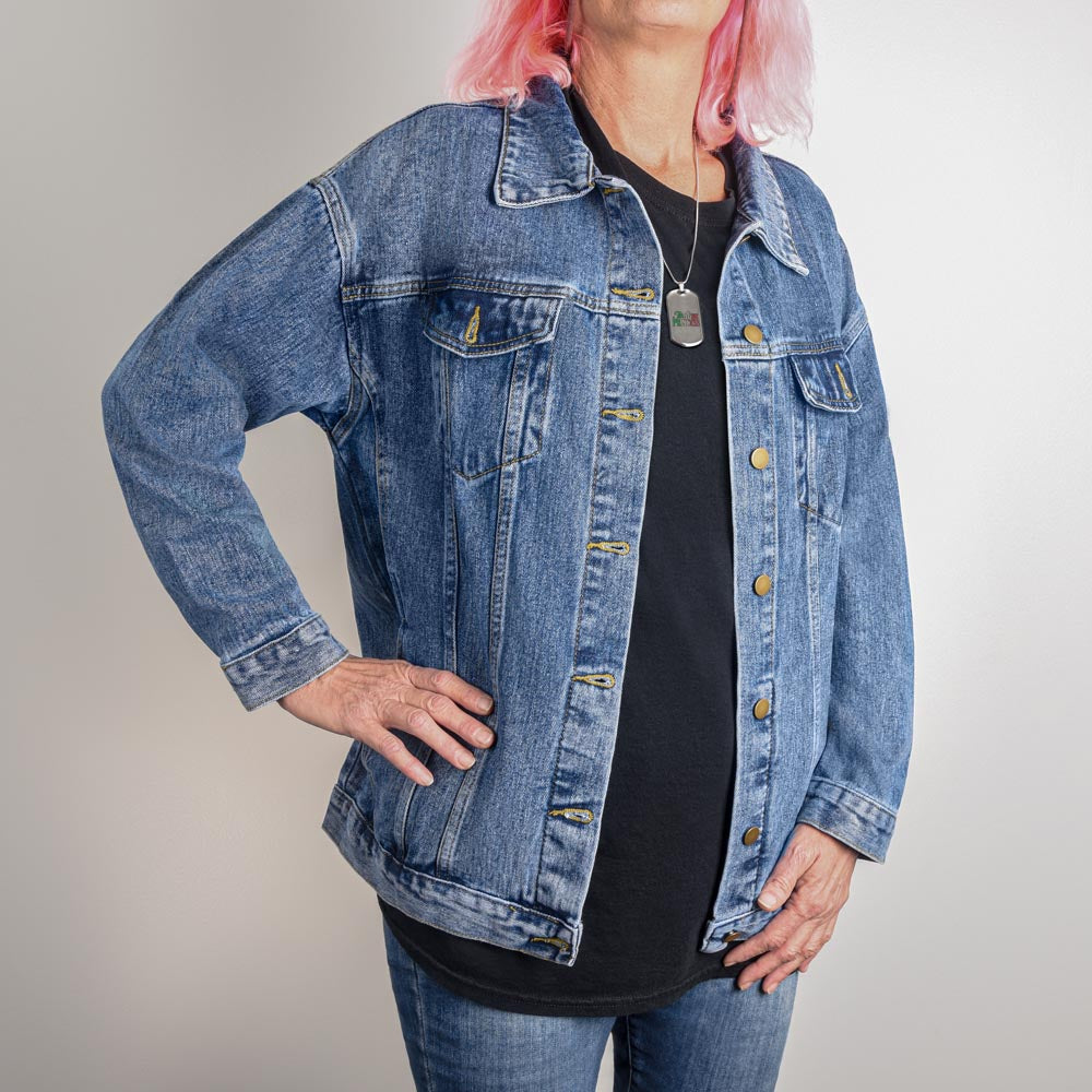 Choose to Shine Fashion Collage Oversized Women's DTG Denim Jacket