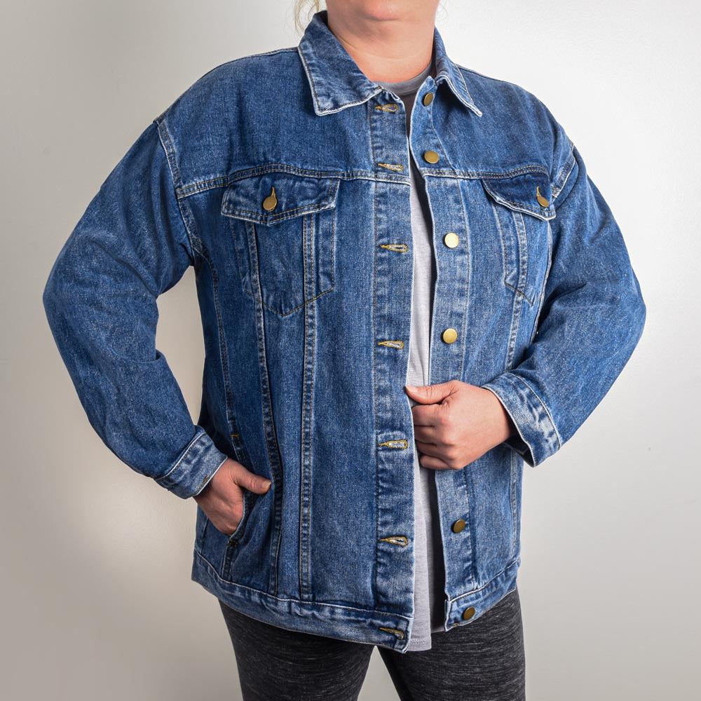 Choose to Shine Fashion Collage Oversized Women's DTG Denim Jacket
