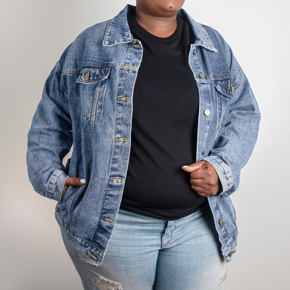 Just a Small Town Girl Oversized Women's DTG Denim Jacket