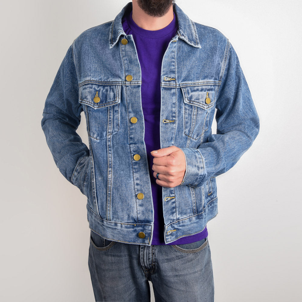 God Bless the USA Heart Men's Blue Denim Jacket