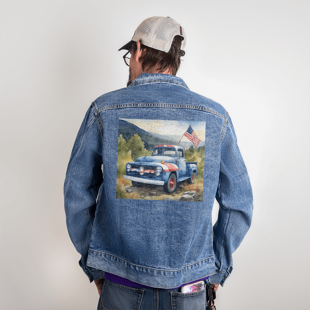 Men's Old Vintage Truck USA DTG Denim Jacket