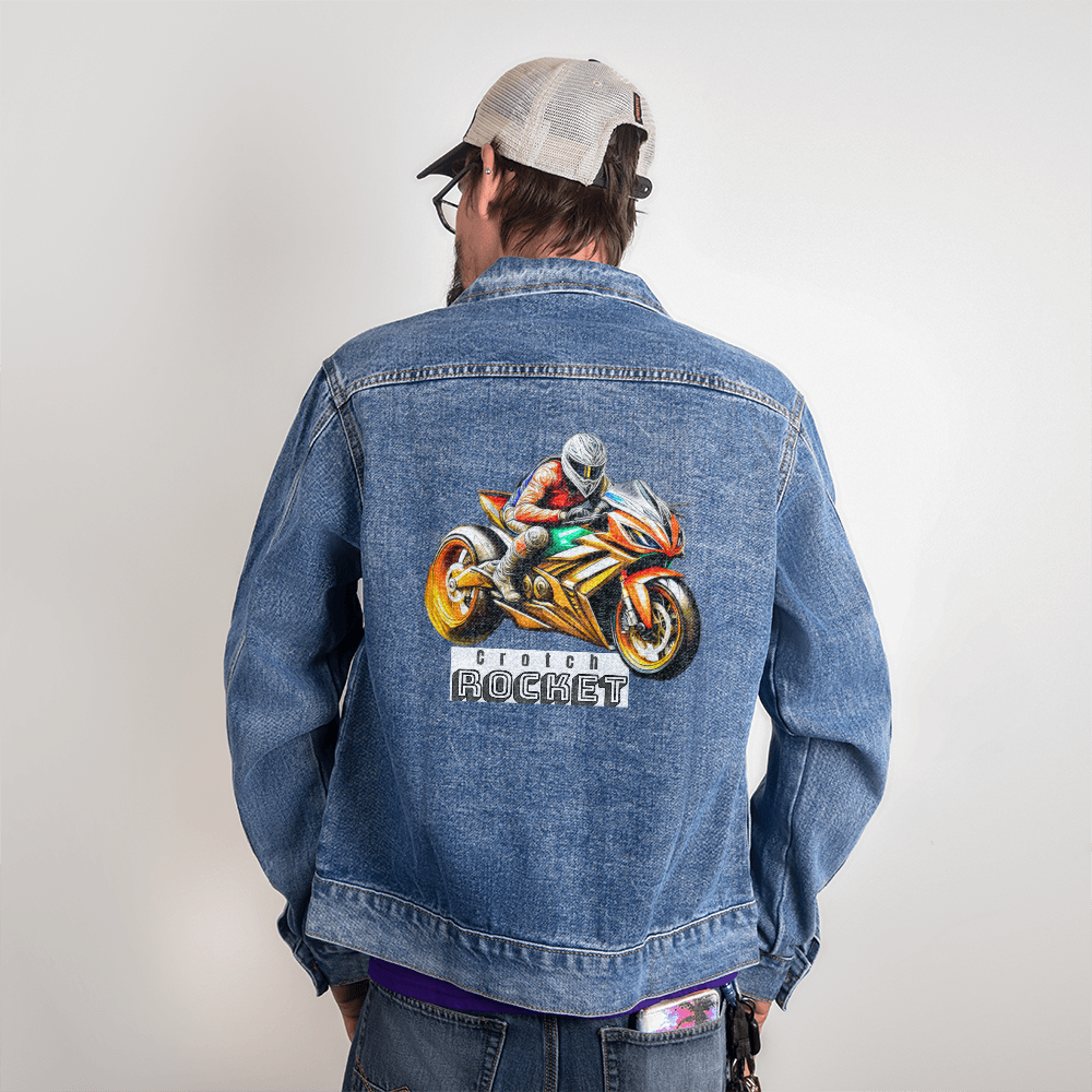 Crotch Rocket Motorcycle Men's DTG Denim Jacket