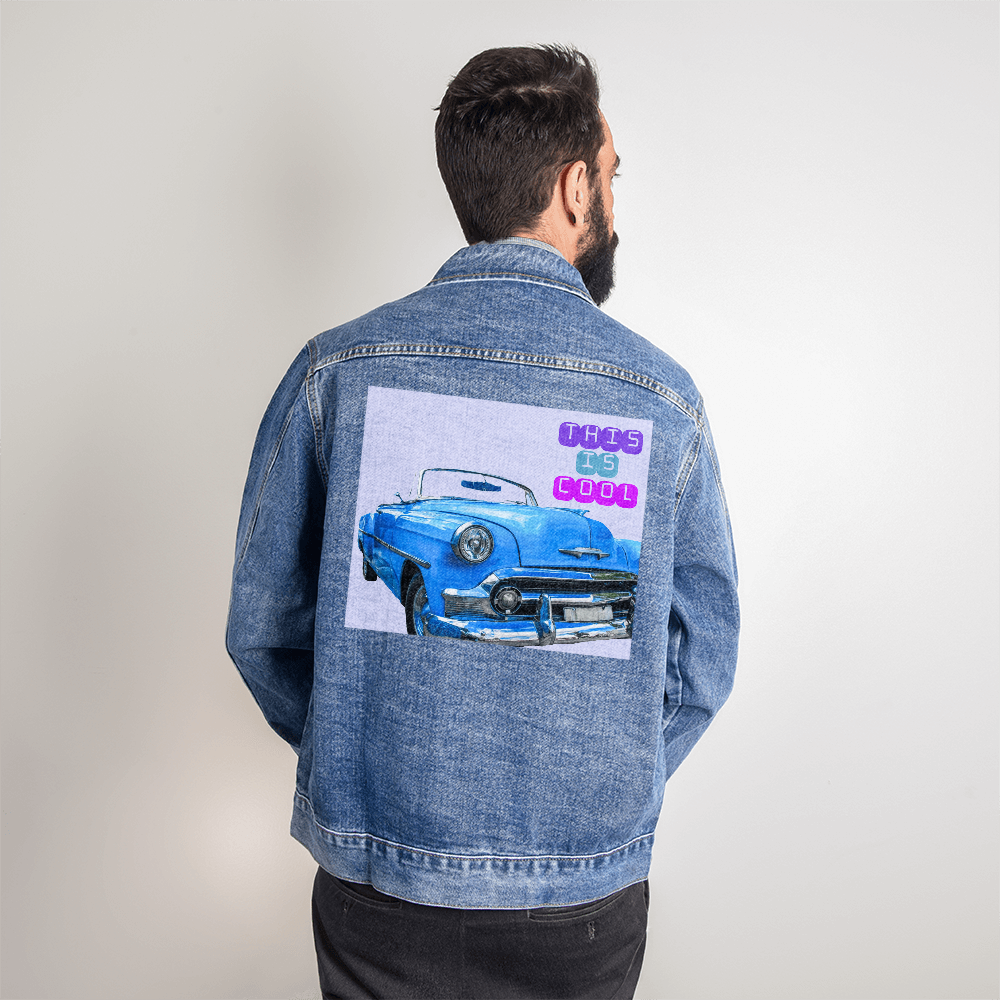 Classic Old Car is Cool DTG Denim Jacket for Men