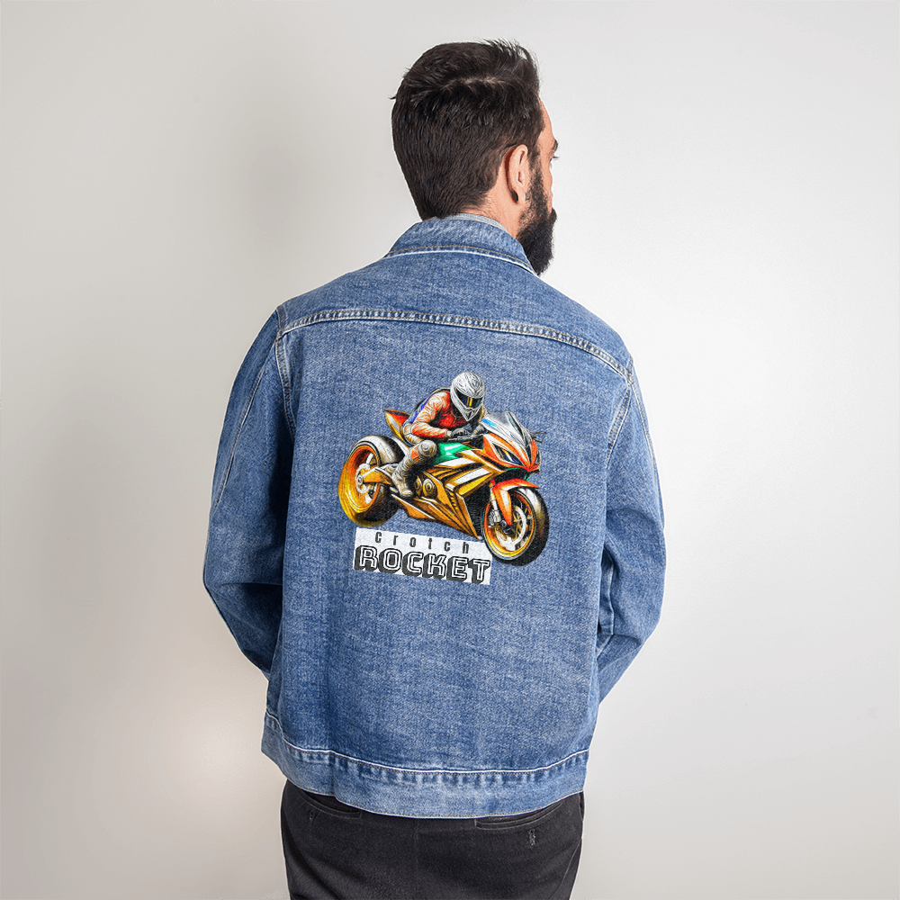 Crotch Rocket Motorcycle Men's DTG Denim Jacket